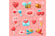 Happy Valentine Day set of stickers.
