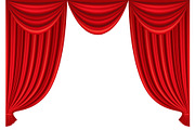 Red curtains of theater stage.