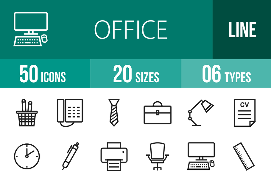 50 Office Line Icons