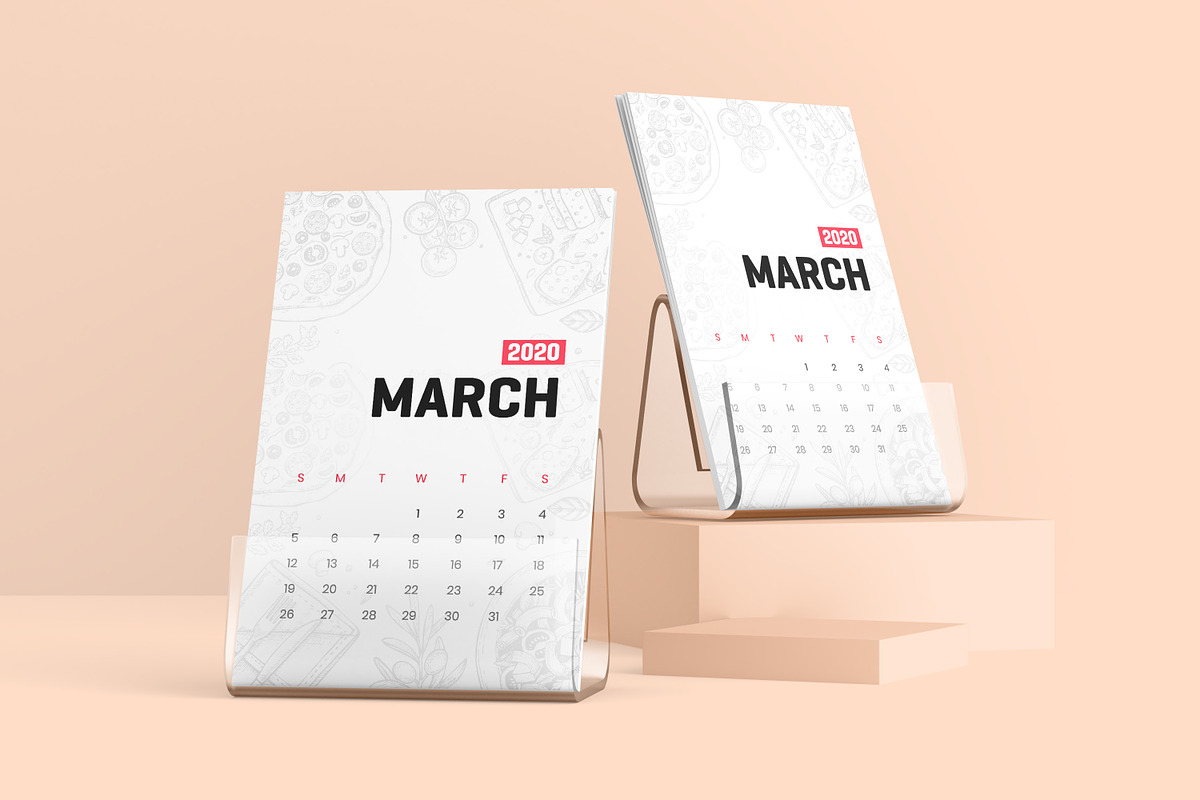 Desk Calendar With Stand Mockup in Product Mockups - product preview 8