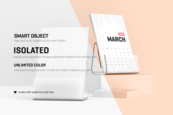 Desk Calendar With Stand Mockup in Product Mockups - product preview 1
