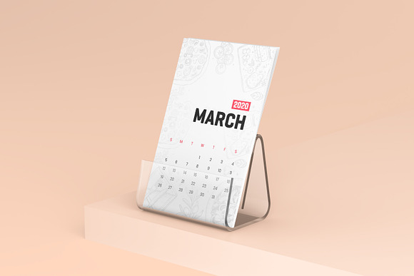 Desk Calendar With Stand Mockup in Product Mockups - product preview 4