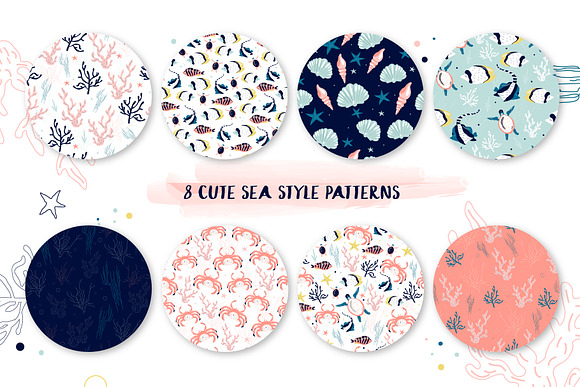 8 cute sea bottom patterns in Patterns - product preview 1