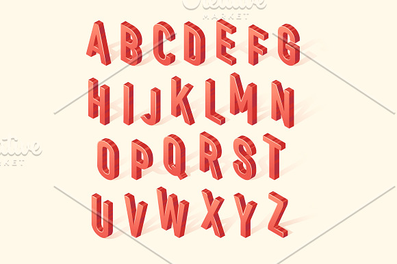 Isometric vector font, 2 colors in Sans-Serif Fonts - product preview 1