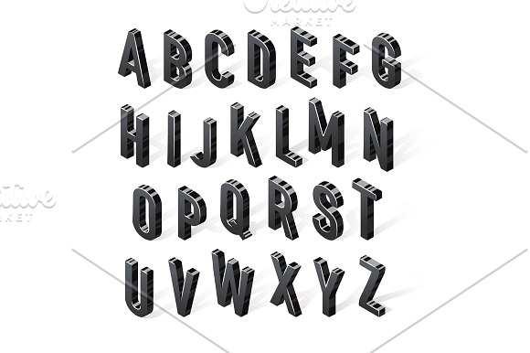 Isometric vector font, 2 colors in Sans-Serif Fonts - product preview 3