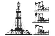 Vector oil pumps and rig silhouettes