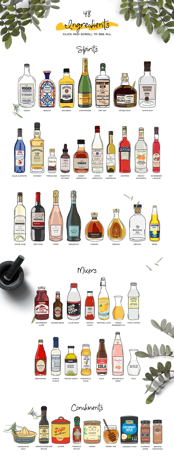 Cocktail Creator Set: Vector & PNG in Illustrations - product preview 3