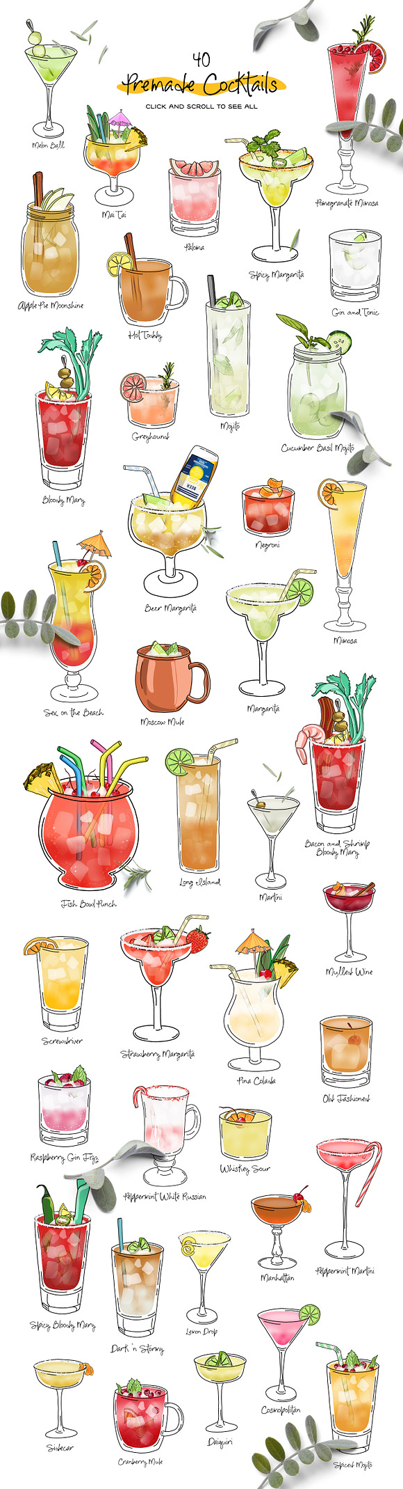 Cocktail Creator Set: Vector & PNG in Illustrations - product preview 6
