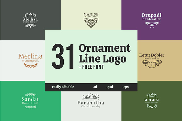 31 Ornament Line Logo in Logo Templates - product preview 6