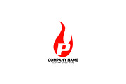 p letter flame logo