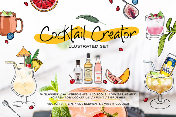 Cocktail Creator Set: Vector & PNG in Illustrations - product preview 9