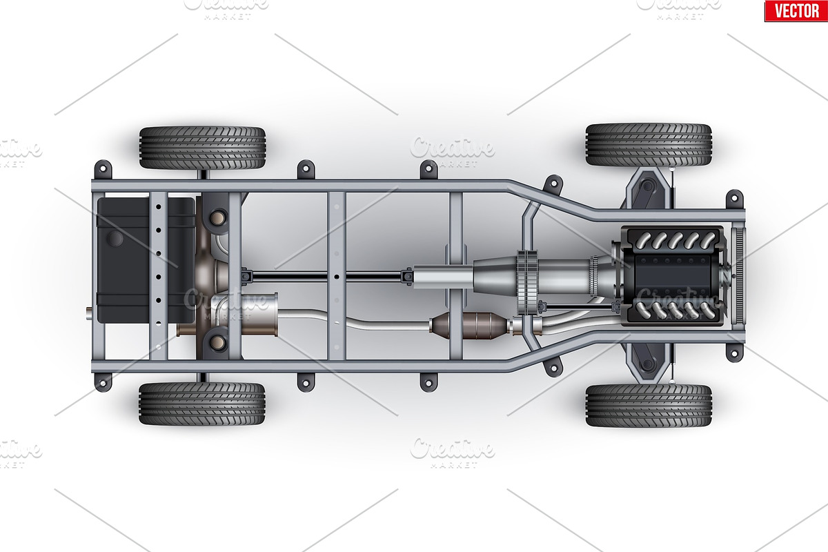 Car Frame rolling Chassis in Illustrations - product preview 8