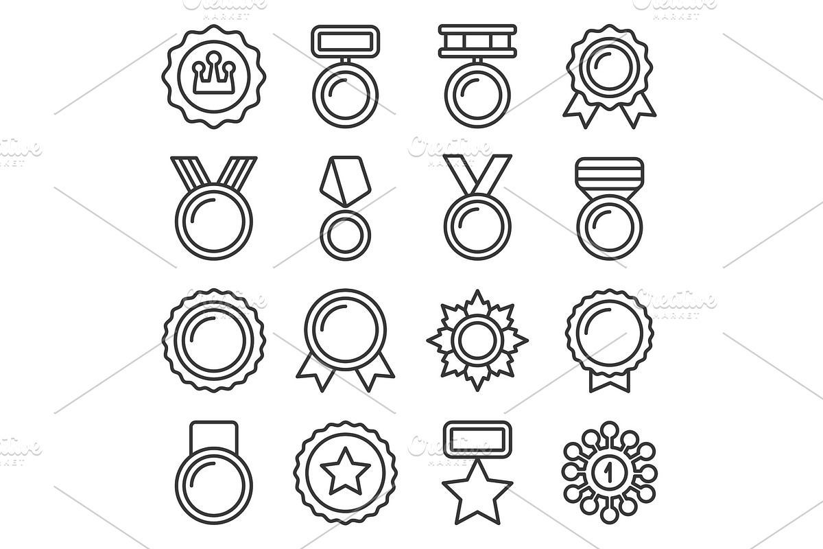 Medal, Trophy and Awards Icons Set in Illustrations - product preview 8