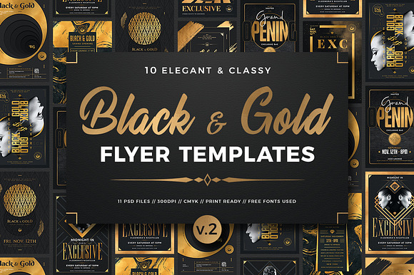 10 Black and Gold Flyers Bundle V2 in Flyer Templates - product preview 11