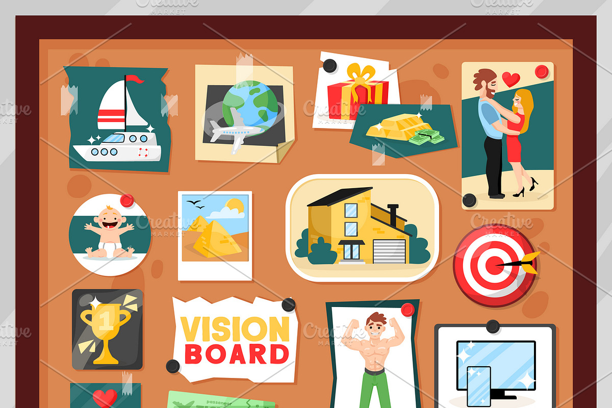 Dreams vision board composition in Illustrations - product preview 8