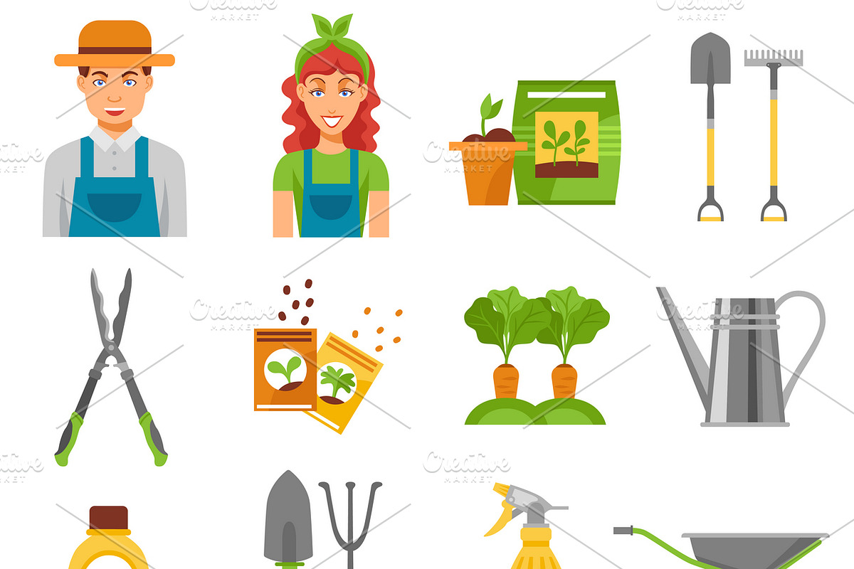 Farmers gardening tools icons set in Icons - product preview 8