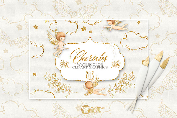 Watercolor Angels Clipart Collection