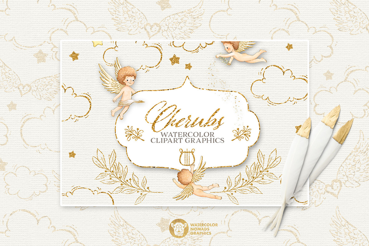 Watercolor Angels Clipart Collection in Illustrations - product preview 8