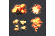 Bomb explosion. Fire realistic