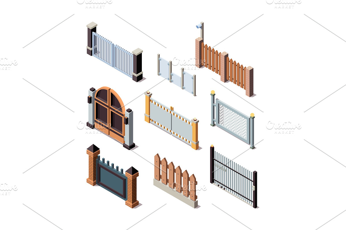Construction fences. Garden door in Graphics - product preview 8