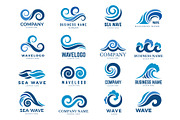 Wave logo. Graphic symbols of ocean