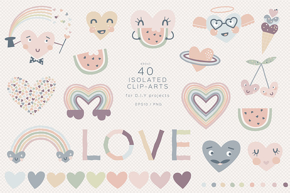Little Love clipart & pattern set in Patterns - product preview 2