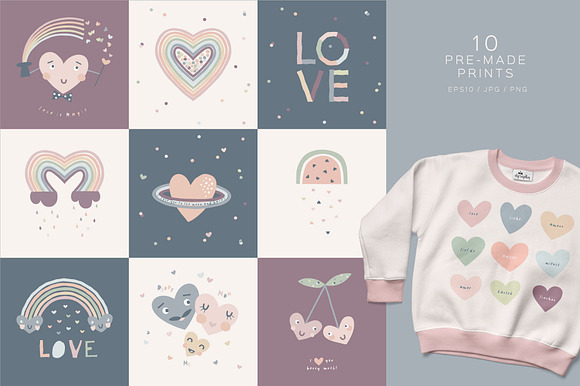 Little Love clipart & pattern set in Patterns - product preview 3