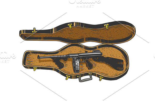 Thompson gun violin case sketch