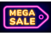 Mega Sale Neon Sign on Pricetag