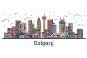 Outline Calgary Canada City Skyline