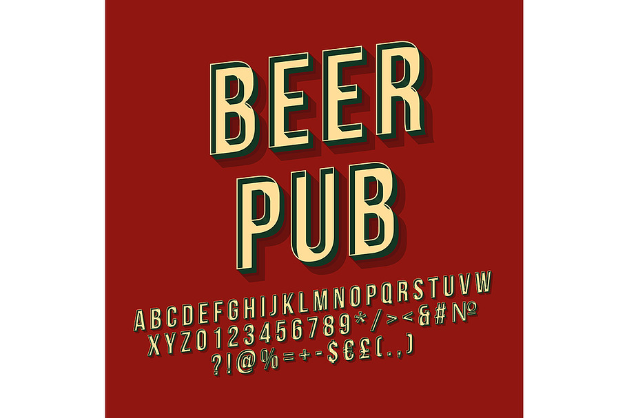 Beer pub 3d vector lettering in Add-Ons - product preview 8