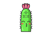 Hedgehog cactus kawaii character