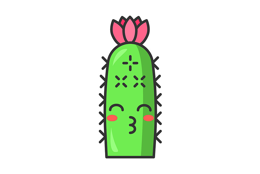 Hedgehog cactus kawaii character in Icons - product preview 8