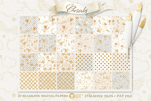 Watercolor Angels Seamless Patterns in Patterns - product preview 1