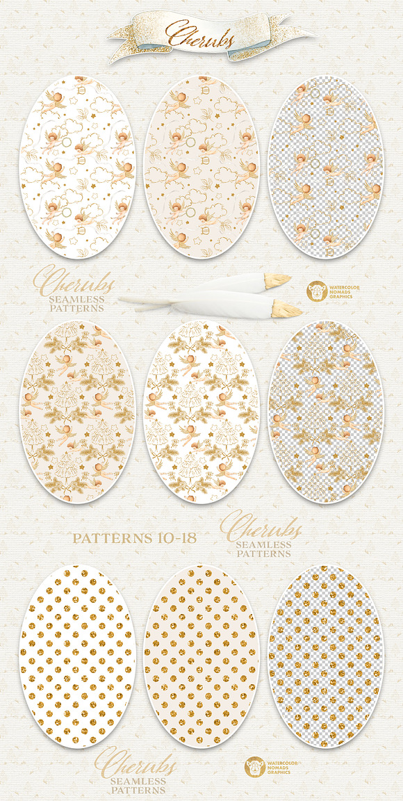 Watercolor Angels Seamless Patterns in Patterns - product preview 2