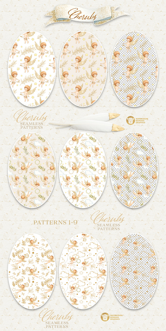 Watercolor Angels Seamless Patterns in Patterns - product preview 3
