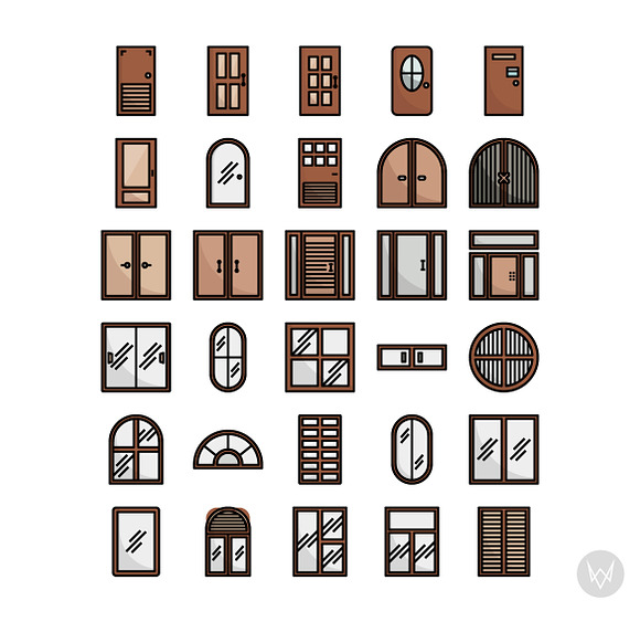 30 Doors and Windows Icon Sets in Construction Icons - product preview 3