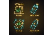 Zero waste swaps handmade icons set