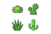 Cactuses cute kawaii character