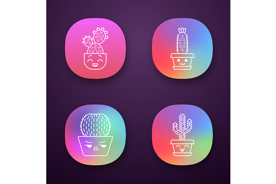 Cactuses app icons set in Icons - product preview 8