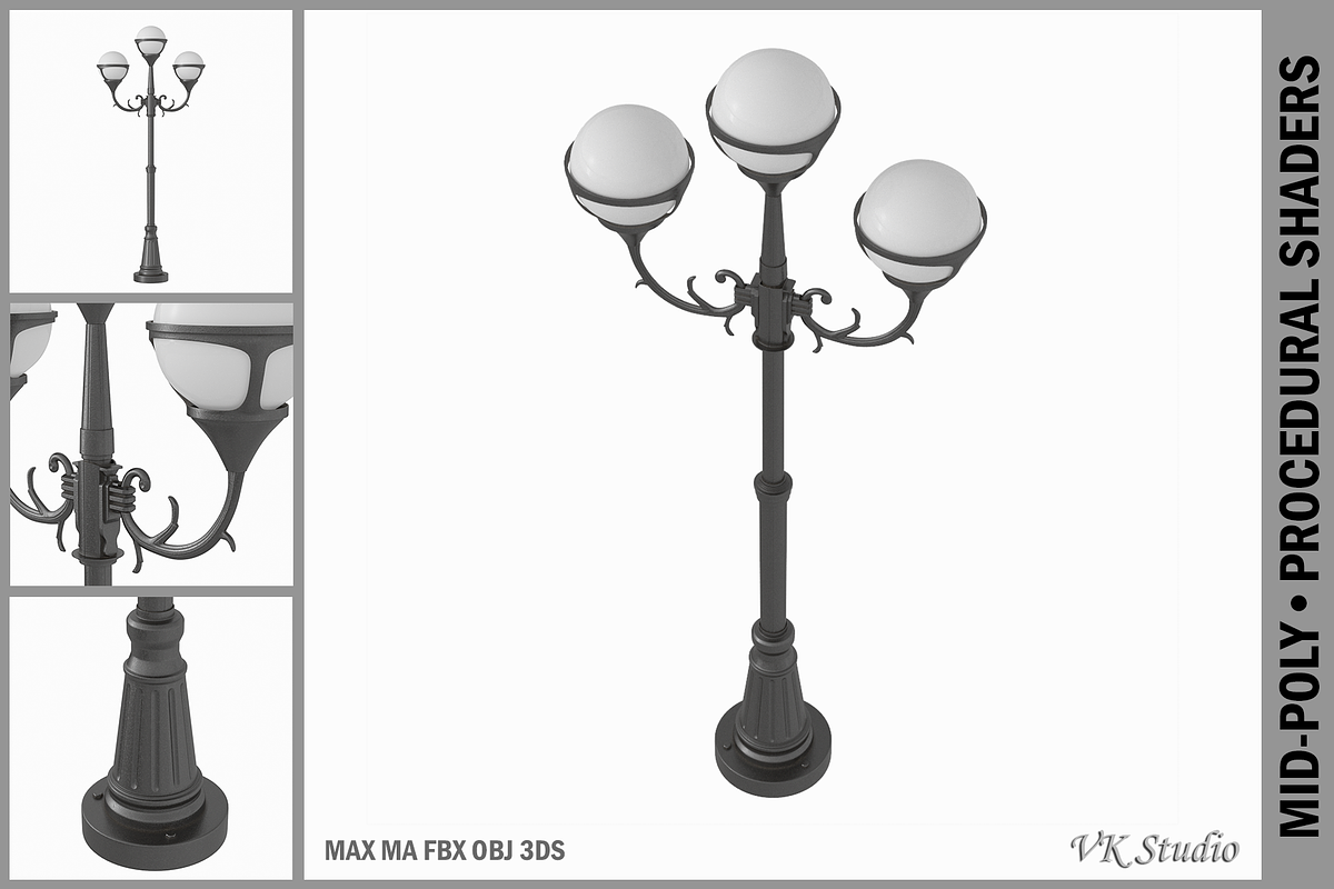 Classic Street Light Lamp Post in Architecture - product preview 8
