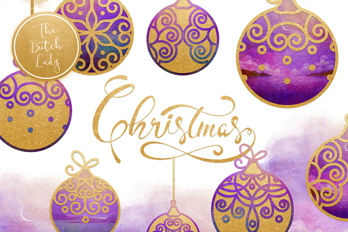 Christmas Ball Ornament Clipart Set in Illustrations - product preview 8