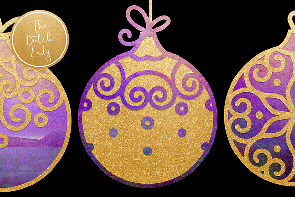 Christmas Ball Ornament Clipart Set in Illustrations - product preview 3