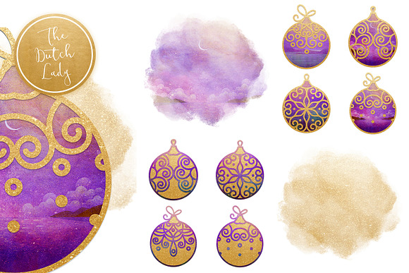 Christmas Ball Ornament Clipart Set in Illustrations - product preview 4