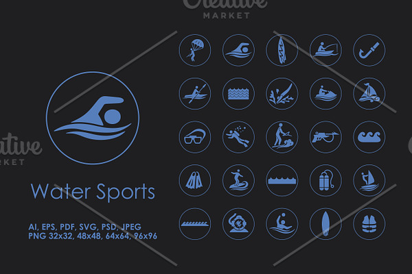 25 water sports icons