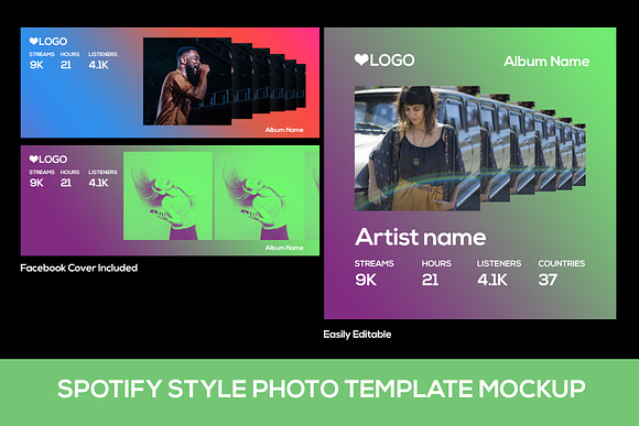 Spotify Style Photo Template in Web Elements - product preview 2