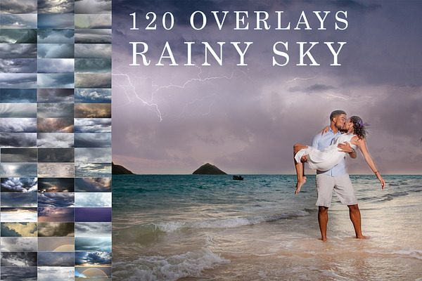 120 Rainy, cloudy sky photo overlays