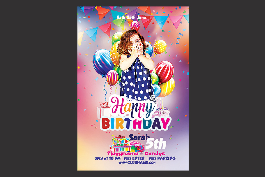 Kids Birthday Party Flyer in Flyer Templates - product preview 8