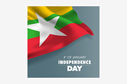 Myanmar independence day vector card