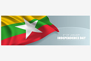 Myanmar independence day vector card